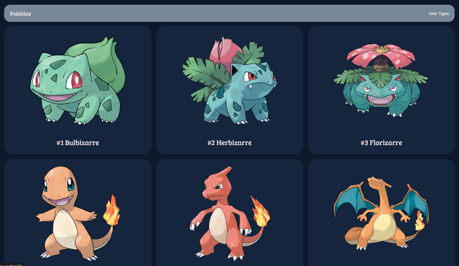 Grille avec six pokémons